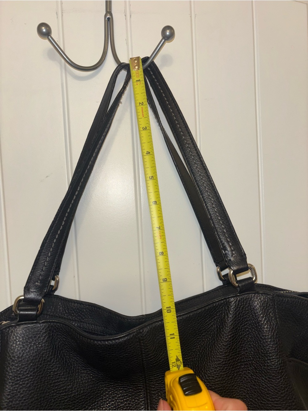 Coach Black Leather Carrie Tote Purse Bag With Pockets - Picture 16 of 16